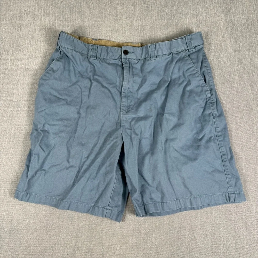 Geoffrey Beene Chino Classic Fit Mid Rise Twill Shorts Mens 38 Blue Cotton
